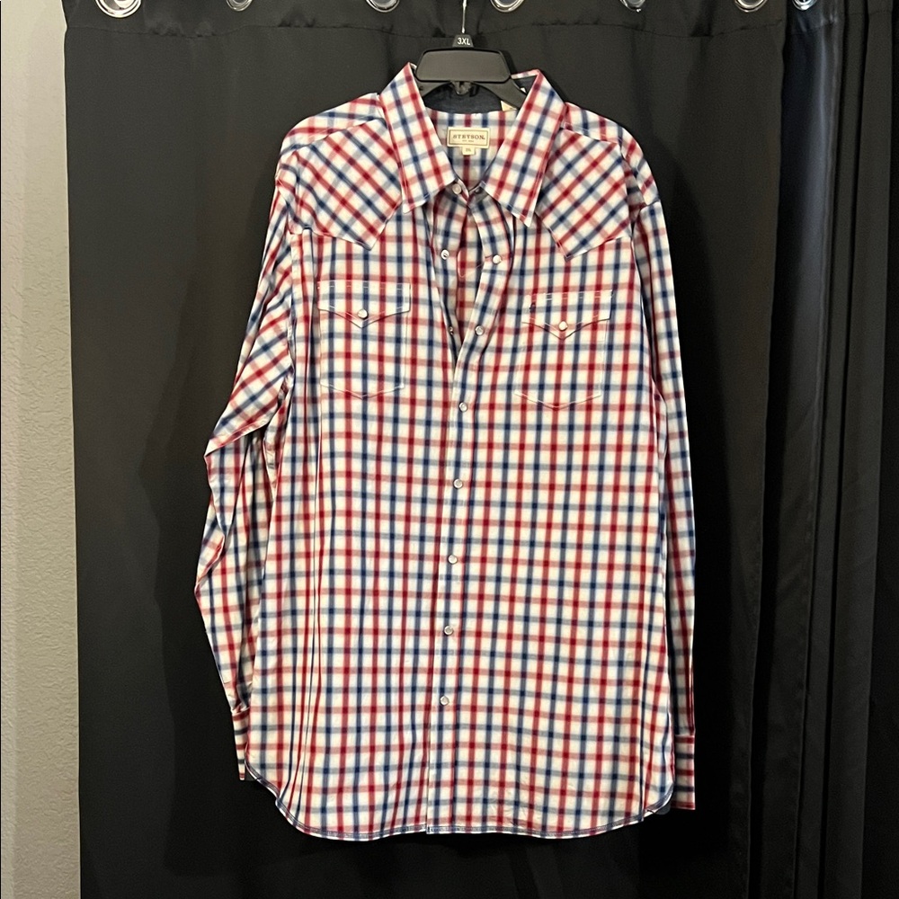 Stetson Men's Plaid Shirt - Red, Blue, White
